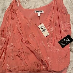 Express Women's Coral Floral Blouse